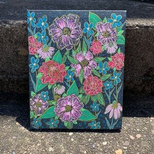 Floral Canvas original Art with Vibrant Colors